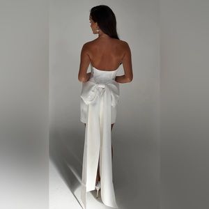 MESHKI MEREDITH
Strapless Bow Mini Dress - White size xs